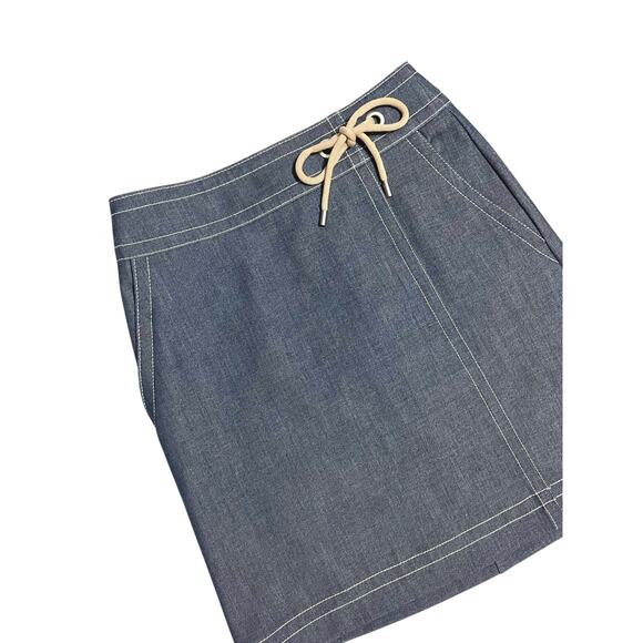 Ann Taylor Petite Heavy Knit Denim Blue Chambray Skirt Straight Stretch Size 2P - Picture 4 of 12